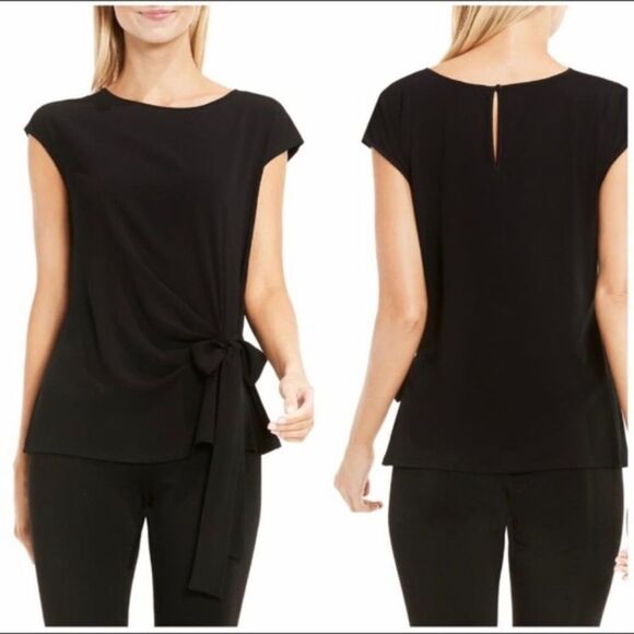 Vince Camuto Mixed Media Side Tie Top Size XS - Picture 1 of 10